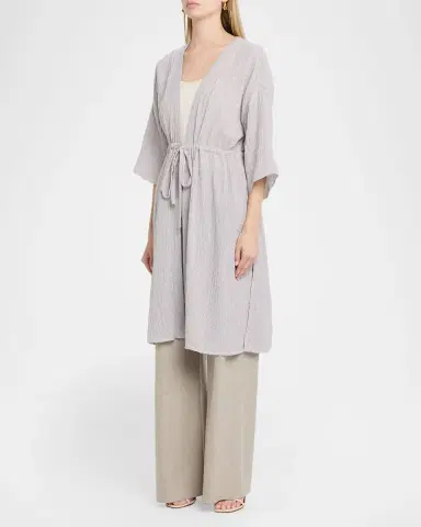Eileen Fisher Striped Gauzy Organic Cotton Caftan | Thumbnail 4 Eileen Fisher Striped Gauzy Organic Cotton Caftan | Thumbnail 4