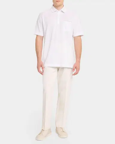 Zegna Men's Cotton Pique Leather-Trim Pocket Polo Shirt | Thumbnail 2 Zegna Men's Cotton Pique Leather-Trim Pocket Polo Shirt | Thumbnail 2