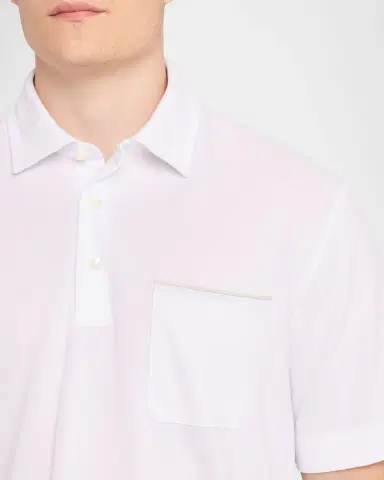 Zegna Men's Cotton Pique Leather-Trim Pocket Polo Shirt | Thumbnail 5 Zegna Men's Cotton Pique Leather-Trim Pocket Polo Shirt | Thumbnail 5