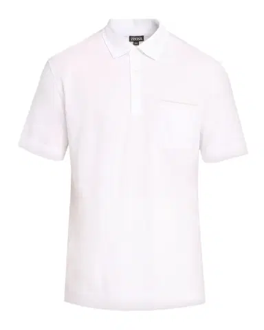 Zegna Men's Cotton Pique Leather-Trim Pocket Polo Shirt | Thumbnail 1 Zegna Men's Cotton Pique Leather-Trim Pocket Polo Shirt | Thumbnail 1