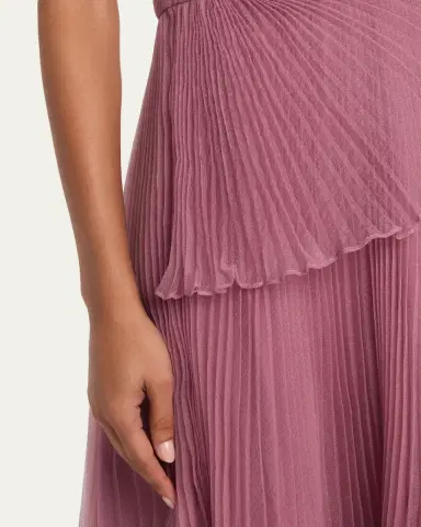 THEIA Cece Pleated One-Shoulder Organza Midi Dress | Thumbnail 5