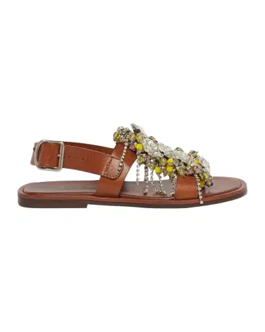 Dries Van Noten Embellished Leather T-Strap Sandals | Thumbnail 1 Dries Van Noten Embellished Leather T-Strap Sandals | Thumbnail 1