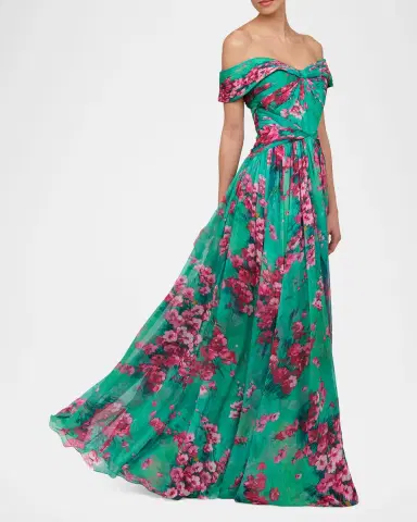 THEIA Sabina Chiffon Off-Shoulder Gown | Thumbnail 6 THEIA Sabina Chiffon Off-Shoulder Gown | Thumbnail 6