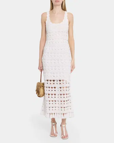 Cara Cara Joan Metallic Crochet Sleeveless Midi Sheath Dress | Thumbnail 2