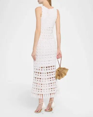 Cara Cara Joan Metallic Crochet Sleeveless Midi Sheath Dress | Thumbnail 3