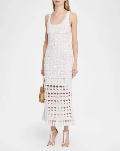 Cara Cara Joan Metallic Crochet Sleeveless Midi Sheath Dress | Thumbnail 4