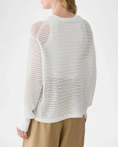 Lafayette 148 New York Open-Stitch Cotton Knit Sweater | Thumbnail 3 Lafayette 148 New York Open-Stitch Cotton Knit Sweater | Thumbnail 3