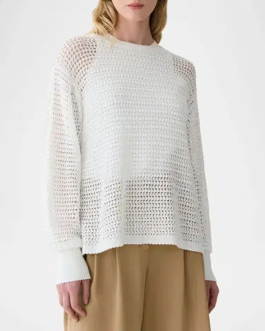 Lafayette 148 New York Open-Stitch Cotton Knit Sweater | Thumbnail 4 Lafayette 148 New York Open-Stitch Cotton Knit Sweater | Thumbnail 4