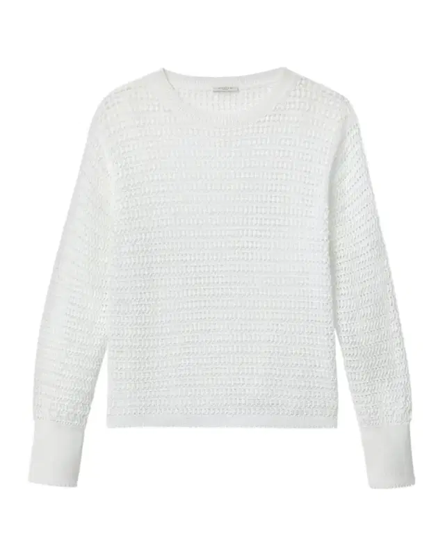 Open-Stitch Cotton Knit Sweater