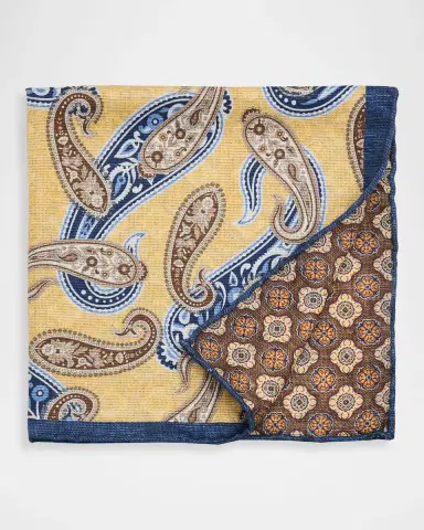 Kiton Men's Paisley Silk Pocket Square | Thumbnail 2