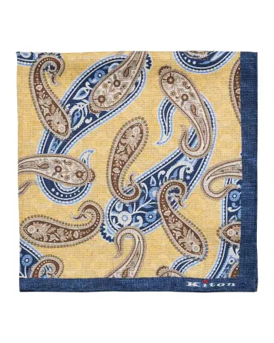 Kiton Men's Paisley Silk Pocket Square | Thumbnail 3