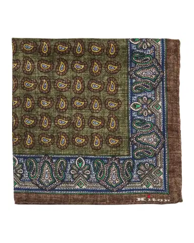Kiton Men's Reversible Medallion Paisley Silk Pocket Square | Thumbnail 3 Kiton Men's Reversible Medallion Paisley Silk Pocket Square | Thumbnail 3