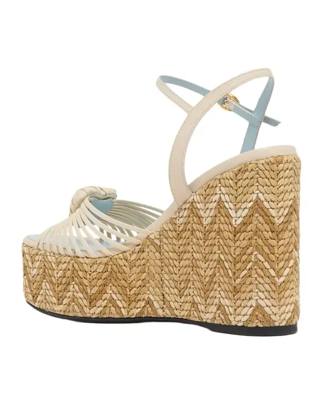 Valentino Garavani 110mm Coeur Royal Leather Espadrille Wedge Sandals