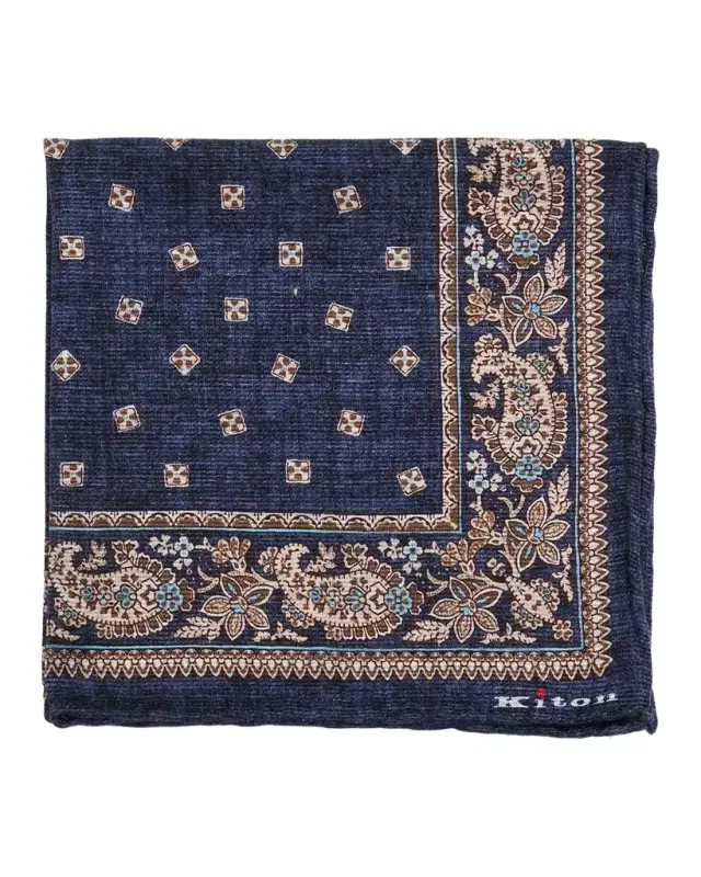 Kiton Men 's Geometric-Paisley Double-Face Silk Pocket Square
