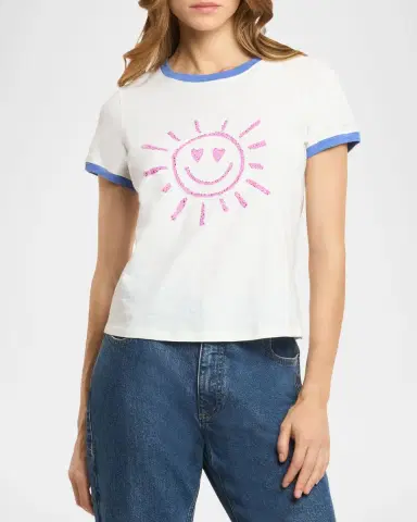 Cinq à Sept Rhinestone Smiley Ringer Tee | Thumbnail 3 Cinq à Sept Rhinestone Smiley Ringer Tee | Thumbnail 3
