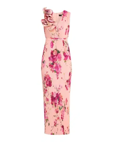 Aidan Mattox Pleated Floral-Print Crepe De Chine Gown | Thumbnail 1 Aidan Mattox Pleated Floral-Print Crepe De Chine Gown | Thumbnail 1