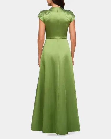 Kay Unger New York Wrenley Beaded Duchess Satin Gown | Thumbnail 3 Kay Unger New York Wrenley Beaded Duchess Satin Gown | Thumbnail 3