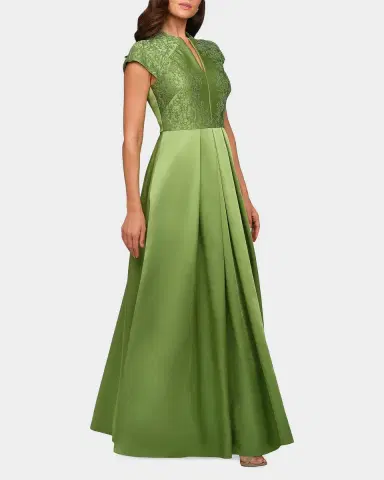 Kay Unger New York Wrenley Beaded Duchess Satin Gown | Thumbnail 4 Kay Unger New York Wrenley Beaded Duchess Satin Gown | Thumbnail 4