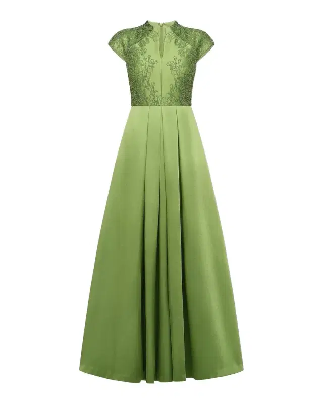 Kay Unger New York Wrenley Beaded Duchess Satin Gown