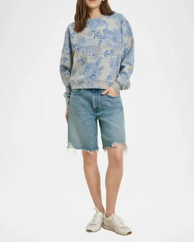 Favorite Daughter The Collegiate Floral Logo Sweatshirt | Thumbnail 2 Favorite Daughter The Collegiate Floral Logo Sweatshirt | Thumbnail 2