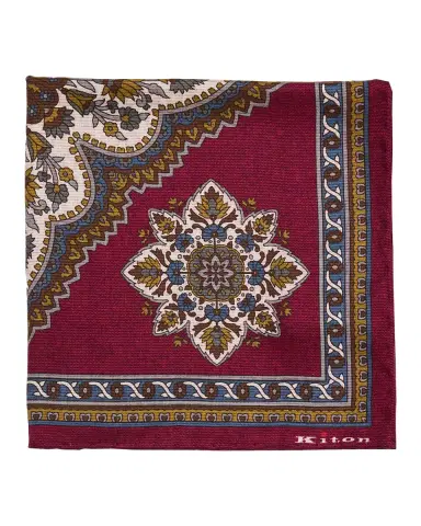 Kiton Men's Reversible Printed Silk Pocket Square | Thumbnail 3 Kiton Men's Reversible Printed Silk Pocket Square | Thumbnail 3