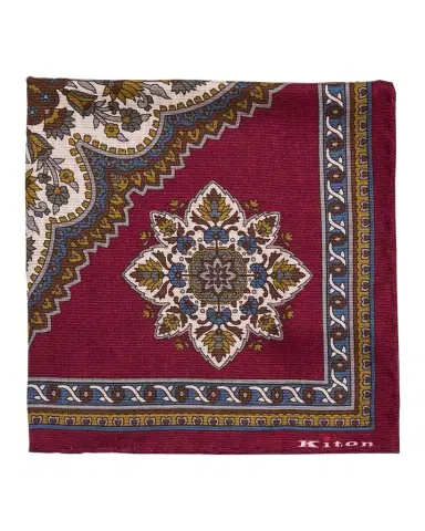 Kiton Men's Reversible Printed Silk Pocket Square | Thumbnail 1 Kiton Men's Reversible Printed Silk Pocket Square | Thumbnail 1