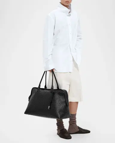 Bottega Veneta Men's Veneto Intrecciato Leather Weekender Bag | Thumbnail 3