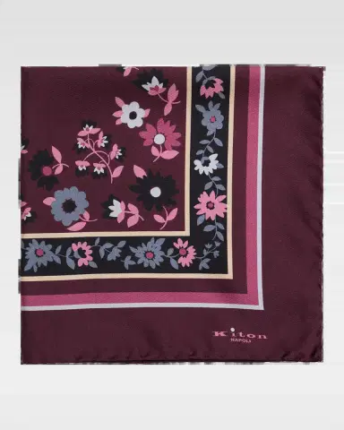 Kiton Men's Floral Silk Pocket Square | Thumbnail 2