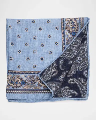 Kiton Men's Floral-Medallion Silk Pocket Square | Thumbnail 2 Kiton Men's Floral-Medallion Silk Pocket Square | Thumbnail 2