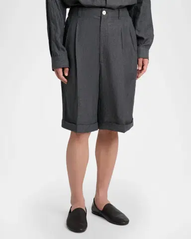 Jacquemus Men's Linen Micro-Stripe Le Shorts | Thumbnail 3 Jacquemus Men's Linen Micro-Stripe Le Shorts | Thumbnail 3