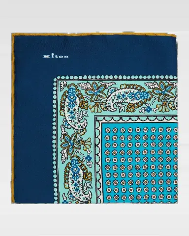 Kiton Men's Micro-Geometric Silk Pocket Square | Thumbnail 2 Kiton Men's Micro-Geometric Silk Pocket Square | Thumbnail 2