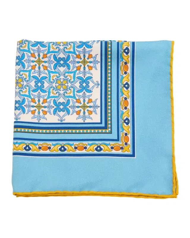 Kiton Men 's Medallion Silk Pocket Square