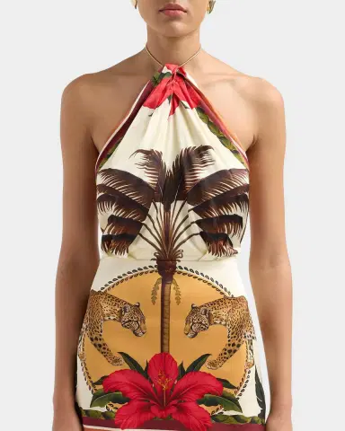 Retrofête Cymbeline Printed Halter Dress | Thumbnail 5
