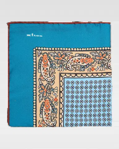 Kiton Men's Printed Silk Pocket Square | Thumbnail 2 Kiton Men's Printed Silk Pocket Square | Thumbnail 2