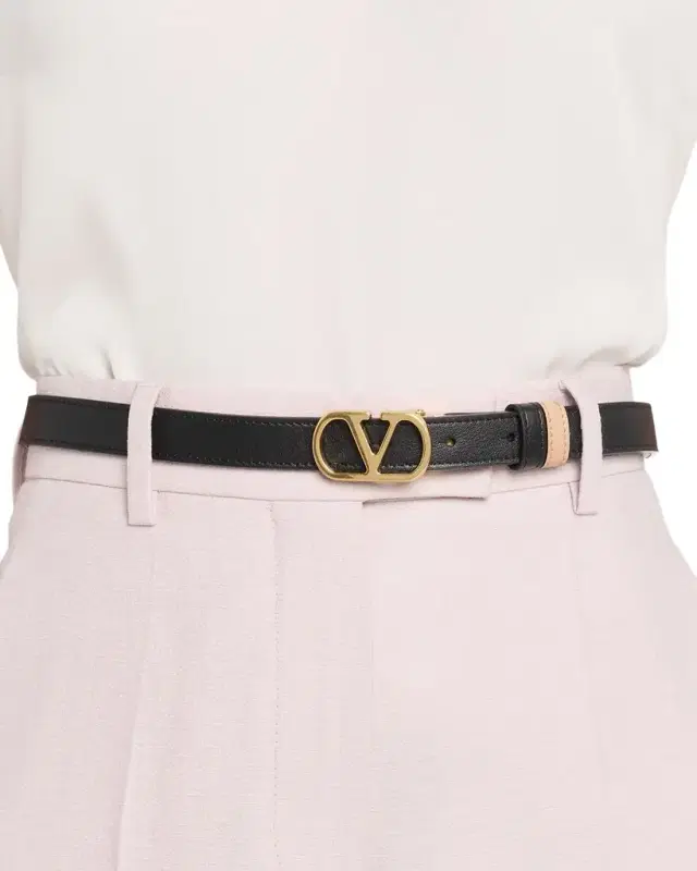 Valentino Garavani VLogo Signature Reversible Shiny Calfskin Belt 20MM