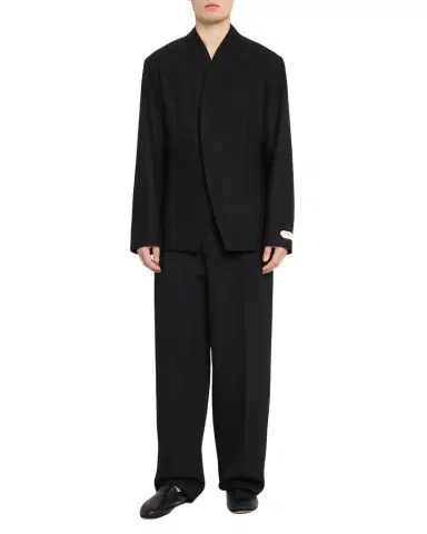 Jacquemus Men's Bastide Collarless Tailored Wool Jacket | Thumbnail 1 Jacquemus Men's Bastide Collarless Tailored Wool Jacket | Thumbnail 1