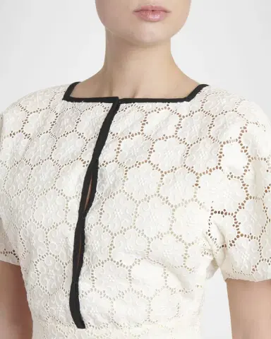 Valentino Garavani Broderie Anglaise Short-Sleeve Midi Dress | Thumbnail 4 Valentino Garavani Broderie Anglaise Short-Sleeve Midi Dress | Thumbnail 4