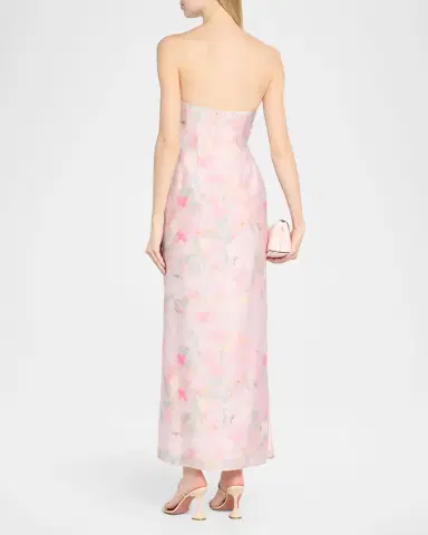 BERNADETTE Elora Strapless Floral Linen Maxi Dress | Thumbnail 2