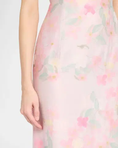 BERNADETTE Elora Strapless Floral Linen Maxi Dress | Thumbnail 4