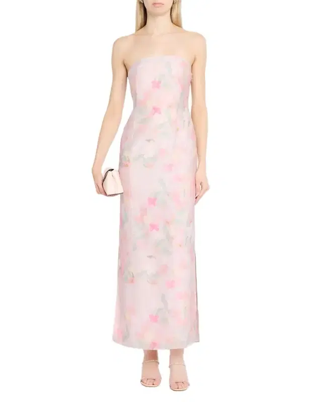Elora Strapless Floral Linen Maxi Dress