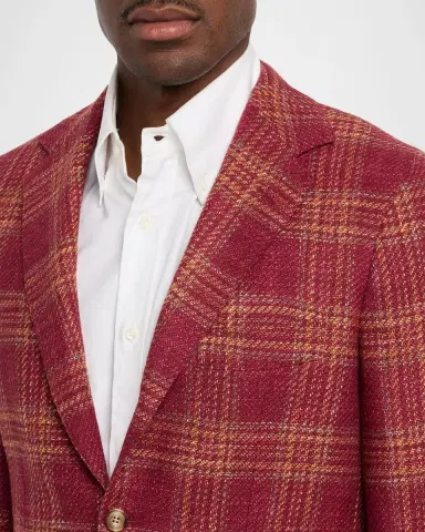 Sartorio Men's Plaid Notch Lapel Single-Breasted Sport Coat | Thumbnail 5 Sartorio Men's Plaid Notch Lapel Single-Breasted Sport Coat | Thumbnail 5