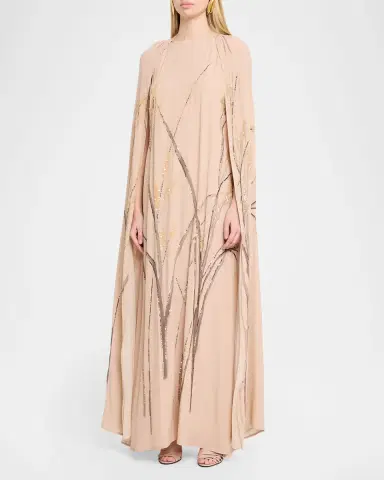 BERNADETTE Minnie Embellished Maxi Cape Dress | Thumbnail 3