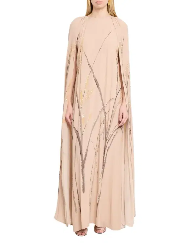 BERNADETTE Minnie Embellished Maxi Cape Dress