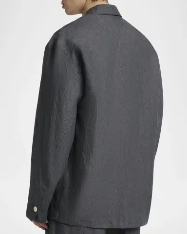 Jacquemus Men's La Veste Linen Micro-Stripe Deconstructed Sport Jacket | Thumbnail 2 Jacquemus Men's La Veste Linen Micro-Stripe Deconstructed Sport Jacket | Thumbnail 2