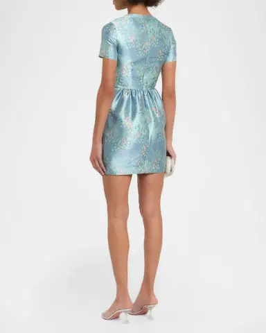 BERNADETTE Lexi Floral Satin Short-Sleeve Mini Dress | Thumbnail 2 BERNADETTE Lexi Floral Satin Short-Sleeve Mini Dress | Thumbnail 2