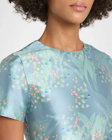 BERNADETTE Lexi Floral Satin Short-Sleeve Mini Dress | Thumbnail 4 BERNADETTE Lexi Floral Satin Short-Sleeve Mini Dress | Thumbnail 4