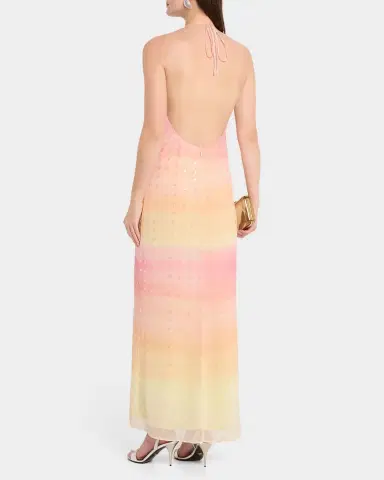 BERNADETTE Francine Embellished Stripe Maxi Halter Dress | Thumbnail 2