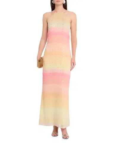 BERNADETTE Francine Embellished Stripe Maxi Halter Dress | Thumbnail 1