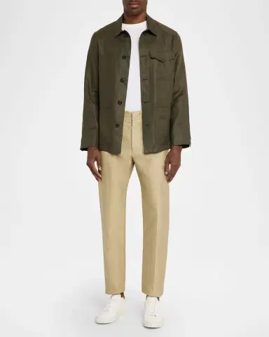 Boglioli Men's Linen Workwear Button-Front Jacket | Thumbnail 2 Boglioli Men's Linen Workwear Button-Front Jacket | Thumbnail 2