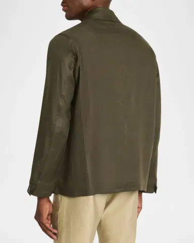 Boglioli Men's Linen Workwear Button-Front Jacket | Thumbnail 3 Boglioli Men's Linen Workwear Button-Front Jacket | Thumbnail 3